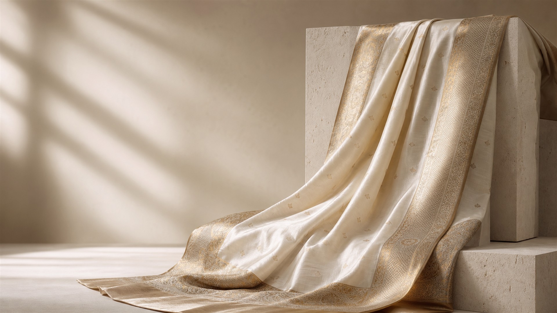 Veanora ivory silk saree editorial